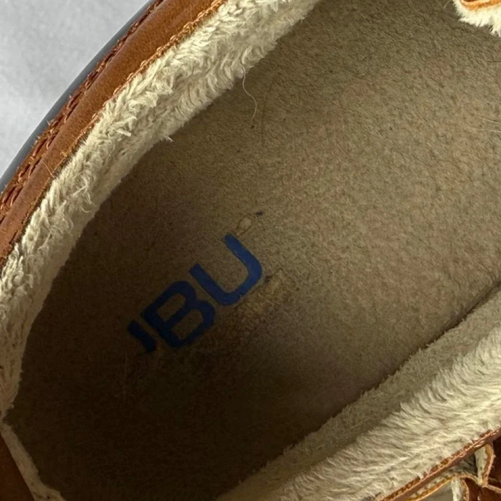 JBU Jambu Womens Duck Shoes Navy Tan Waterproof Faux Fur Lined Rain Boots Size 8